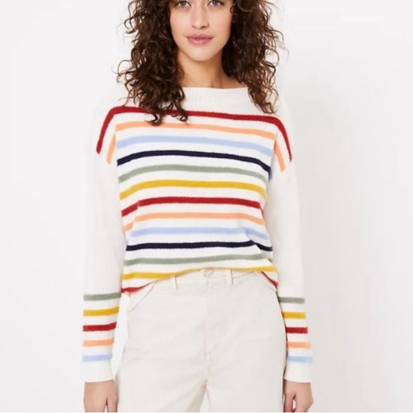 LOFT Sweaters - LOFT Women's Fuzzy Striped Sweater - large -I